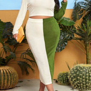 Colorblock Cut Out Front With Matching Skirt – 3XL